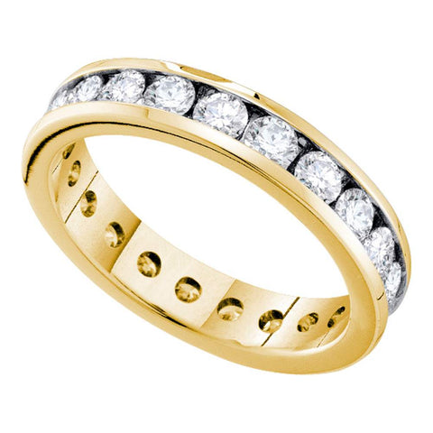 14k Yellow Gold Womens Round Diamond Bridal Wedding Anniversary Eternity Band 1-1/2 Cttw