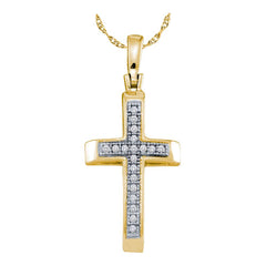 Gold Plated Sterling Silver, Women's Cross Pendant with Diamond Stones 1/20 Cttw