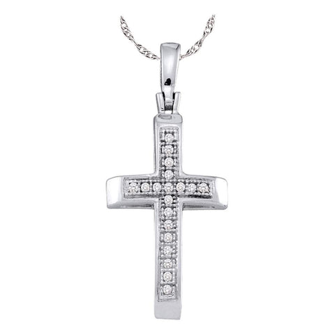 Sterling Silver, Women's Cross Pendant with Diamond Stones 1/20 Cttw