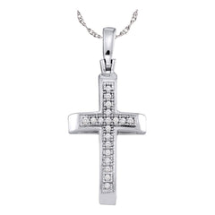 Sterling Silver, Women's Cross Pendant with Diamond Stones 1/20 Cttw
