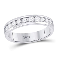14kt white gold mens round diamond single row comfort wedding band ring 1.00 cttw56915