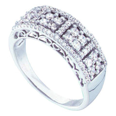 14kt white gold womens round diamond symmetrical cluster band ring 1/2 cttw57488