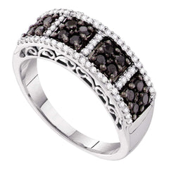 14kt white gold womens round black color enhanced diamond symmetrical band 1/2 cttw57492