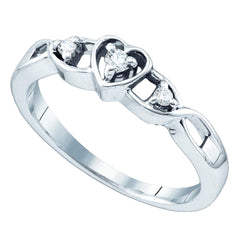sterling silver womens round diamond 3 stone heart promise bridal ring 1/10 cttw60168