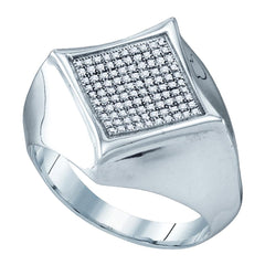sterling silver mens round diamond concave cluster ring 1/3 cttw60565