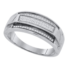 sterling silver mens round pave set diamond elevated band ring 1/5 cttw63599