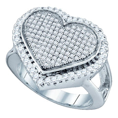 sterling silver womens round diamond heart cluster ring 3/4 cttw63967