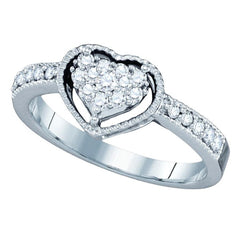 14kt white gold womens round diamond heart cluster ring 1/3 cttw66889