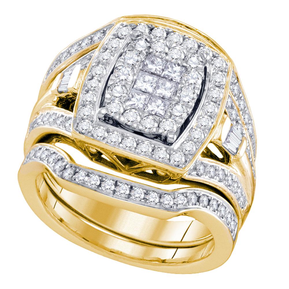 14kt Yellow Gold Womens Diamond Cluster Bridal Wedding Engagement Ring ...