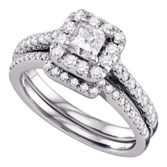 14kt white gold womens princess diamond halo bridal wedding engagement ring band set 1.00 cttw67270
