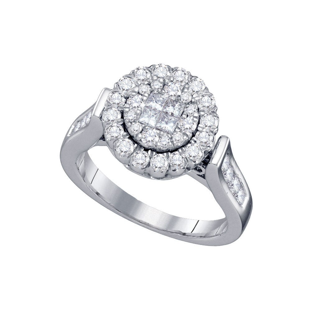 14kt White Gold Womens Princess Round Diamond Soleil Bridal Wedding Engagement Ring 1.00 Cttw