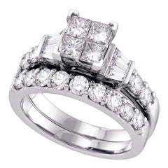 14k white gold womens princess diamond invisible set wedding bridal engagement ring set 1 cttw70280