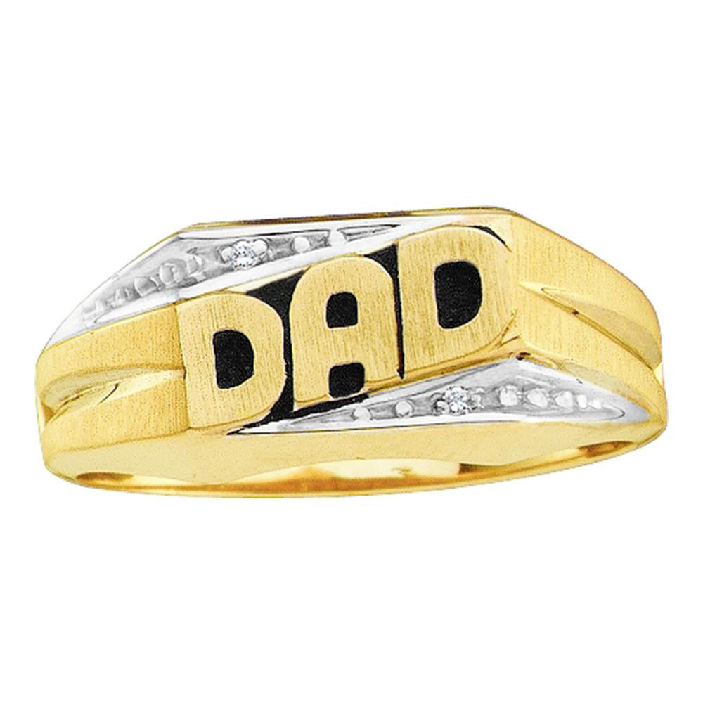 10kt Yellow Gold Mens Round Diamond Dad Father Band Ring .01 Cttw