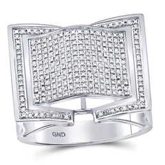 sterling silver mens round diamond domed square frame cluster ring 3/8 cttw70996