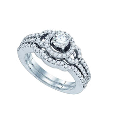 14kt white gold womens round diamond halo bridal wedding engagement ring band set 1.00 cttw72552