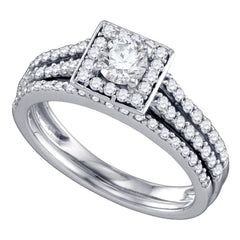 14kt white gold womens round diamond square halo bridal wedding engagement ring band set 1.00 cttw72598