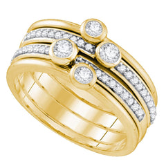10kt yellow gold womens round diamond stackable band ring 1/2 cttw72908