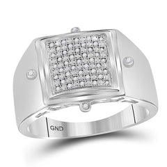 sterling silver mens round diamond square cluster ring 1/6 cttw73402
