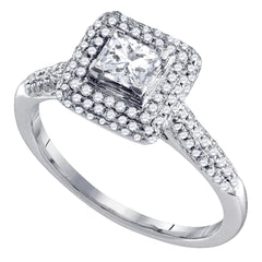 14kt white gold womens princess diamond solitaire halo bridal wedding engagement ring 3/8 cttw73459