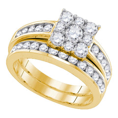 14kt yellow gold womens round diamond halo bridal wedding engagement ring band set 1 1/2 cttw73521