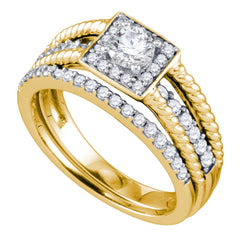 14kt yellow gold womens round diamond halo bridal wedding engagement ring band set 7/8 cttw73564