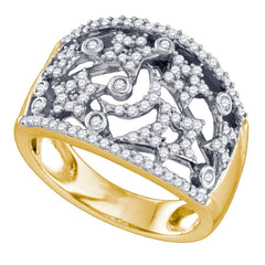 10kt yellow gold womens round diamond star fashion band ring 1/2 cttw74310