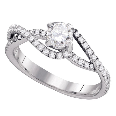 14k White Gold Womens Round Diamond Solitaire Slender Woven Bridal Engagement Ring 3/4 Cttw
