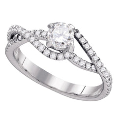 14k white gold womens round diamond solitaire slender woven bridal engagement ring 3/4 cttw74759