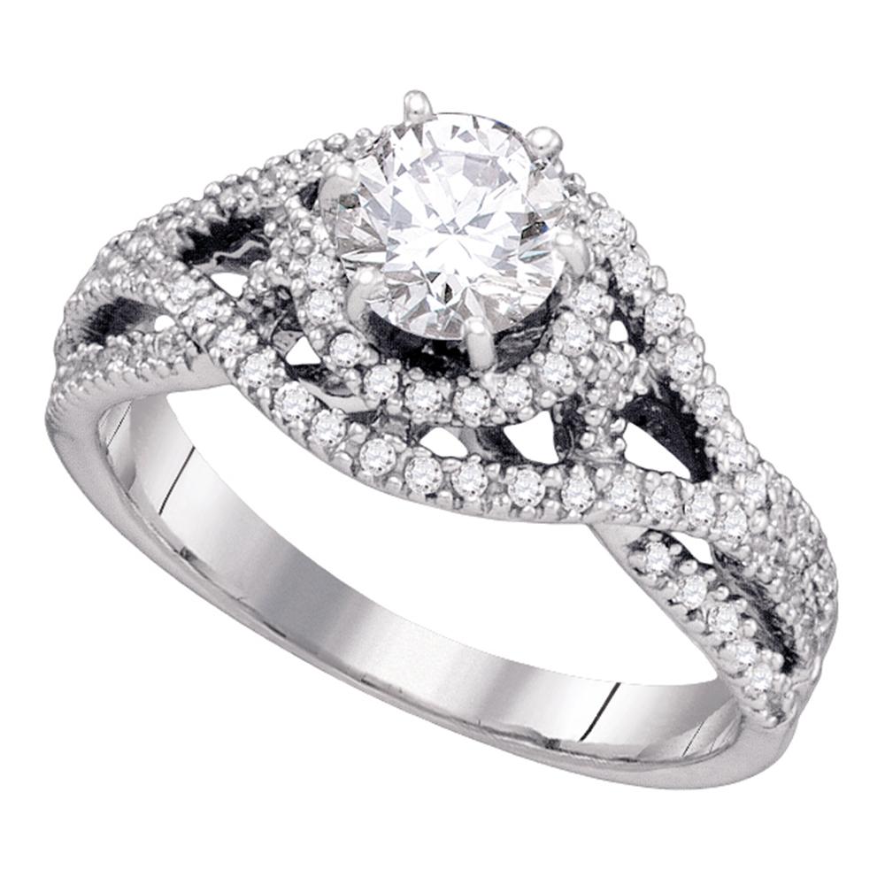 14K White Gold Womens Round Diamond Woven Openwork Bridal Wedding Engagement Ring 7/8 Cttw