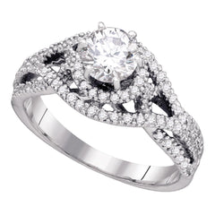 14k white gold womens round diamond woven openwork bridal wedding engagement ring 7/8 cttw74773