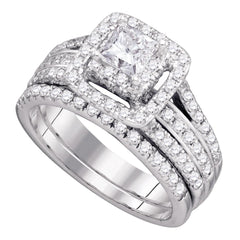 14kt white gold womens princess diamond bridal wedding engagement ring band set 1 1/2 cttw74979