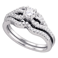 14kt white gold womens round diamond bridal wedding engagement ring band set 3/4 cttw75214