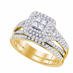 14kt yellow gold womens princess diamond bridal wedding engagement ring band set 1.00 cttw75510