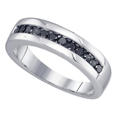 sterling silver mens round black color enhanced diamond wedding band ring 1/2 cttw76159