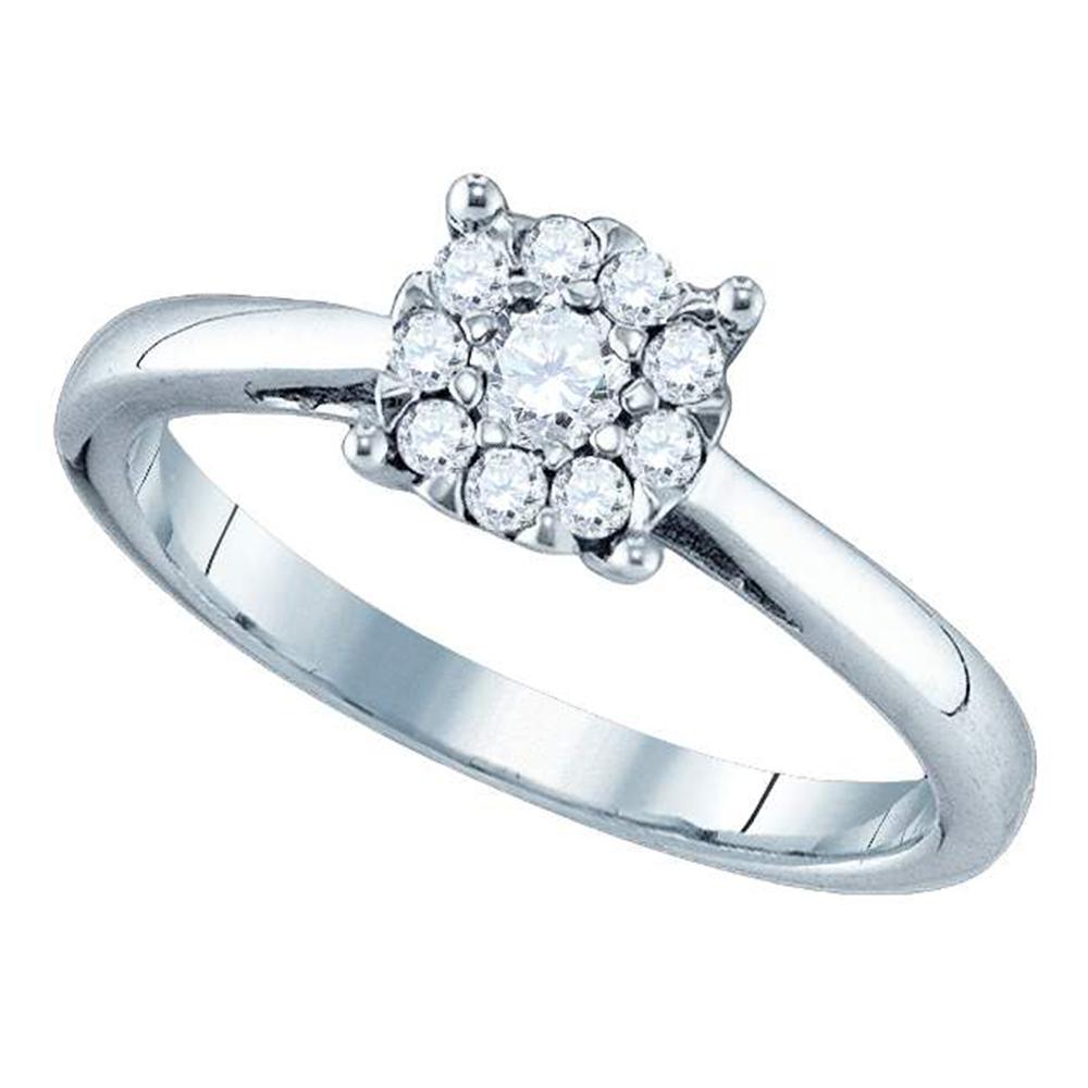18kt White Gold Womens Round Diamond Cluster Bridal Wedding Engagement Ring 3/4 Cttw