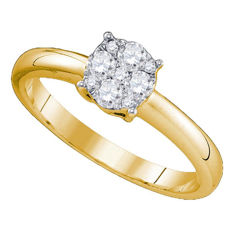 18kt Yellow Gold Womens Round Diamond Cluster Bridal Wedding Engagement Ring 7/8 Cttw