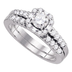14kt white gold womens round diamond bridal wedding engagement ring band set 1.00 cttw77496