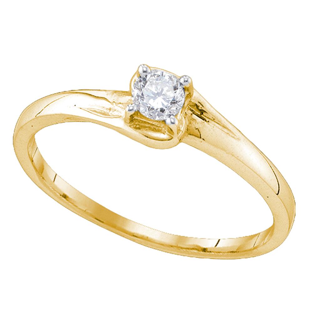 10kt Yellow Gold Womens Round Diamond Solitaire Promise Bridal Ring 1/8 Cttw