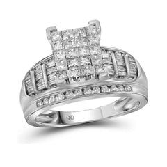 14kt white gold womens princess diamond cluster bridal wedding engagement ring 2.00 cttw   size 1178311