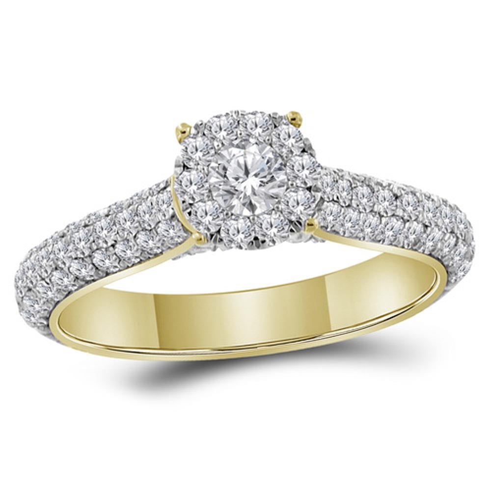 14kt Yellow Gold Womens Round Diamond Solitaire Bridal Wedding Engagement Ring 1-1/3 Cttw