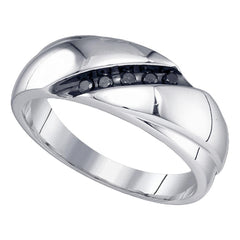 sterling silver mens round black color enhanced diamond diagonal row band ring 1/8 cttw81567