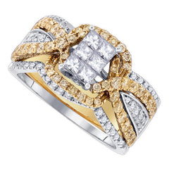 14kt white gold womens princess diamond bridal wedding engagement ring band set 1 1/2 cttw83035