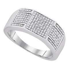 sterling silver mens round diamond square cluster ring 1/4 cttw83929