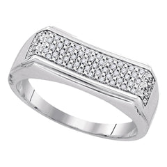 sterling silver mens round diamond rectangle band ring 1/6 cttw83932