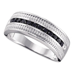 sterling silver mens round black color enhanced diamond roped band ring 1/2 cttw83989