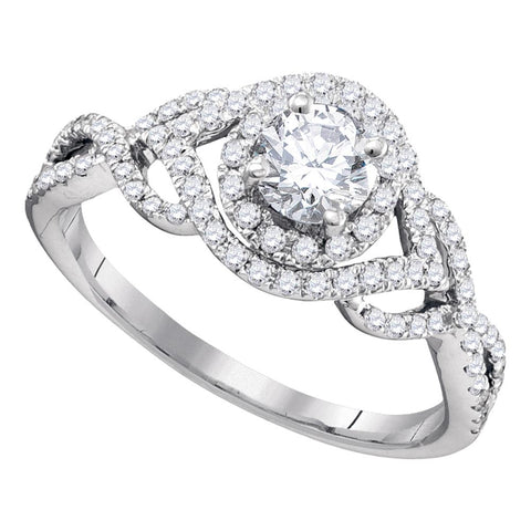 14kt White Gold Womens Round Diamond Solitaire Bridal Wedding Engagement Ring 7/8 Cttw