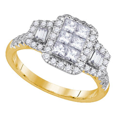 14kt yellow gold womens princess diamond rectangle cluster bridal ring 1.00 cttw86697