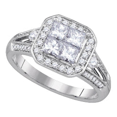 14kt white gold womens princess diamond cluster bridal wedding engagement ring 1.00 cttw86702