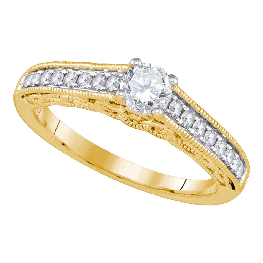14kt Yellow Gold Womens Round Diamond Solitaire Bridal Wedding Engagement Ring 5/8 Cttw