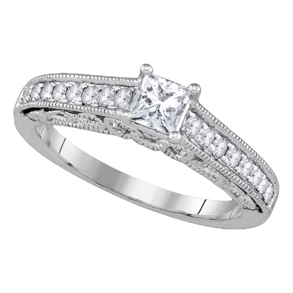 14kt white gold womens princess diamond solitaire bridal wedding